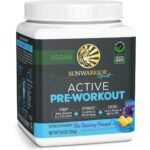 Active Pre-Workout Stimulant Free Supplement, Promotes Muscle Pump, Hydration, and Unwavering Focus, Blue Raspberry, Sunwarrior, 30 servings