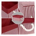 Unique Bargains Foldable Baskets Canvas Fabric Cube Container with Rope Handles Storage Bins Red Small - Image 2
