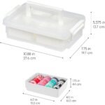 IRIS 1 Qt Plastic Storage Bin with Lid, White, Stackable Craft and Sensory Organizer for Home or Office, 2Pk - Image 2