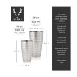 Viski Staghead Boston Shaker Tins, Stainless Steel Cocktail Shaker for Espresso Martini, Margarita, Wedding Gifts, Home Bar, 28 oz & 18 oz, Silver - Image 4