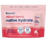 NativePath Hydrate Electrolyte Stick Packs - Zero Sugar with 2,000mg BCAAs, Mixed Berry, 30 Servings