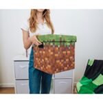 Ukonic Minecraft Grassy Block Fabric Storage Bin Cube Organizer with Lid | 13 Inches - Image 4