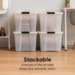 IRIS 32 Qt Stackable Plastic Storage Bins with Lids- Discreet- Pearl, 4Pk - Image 6