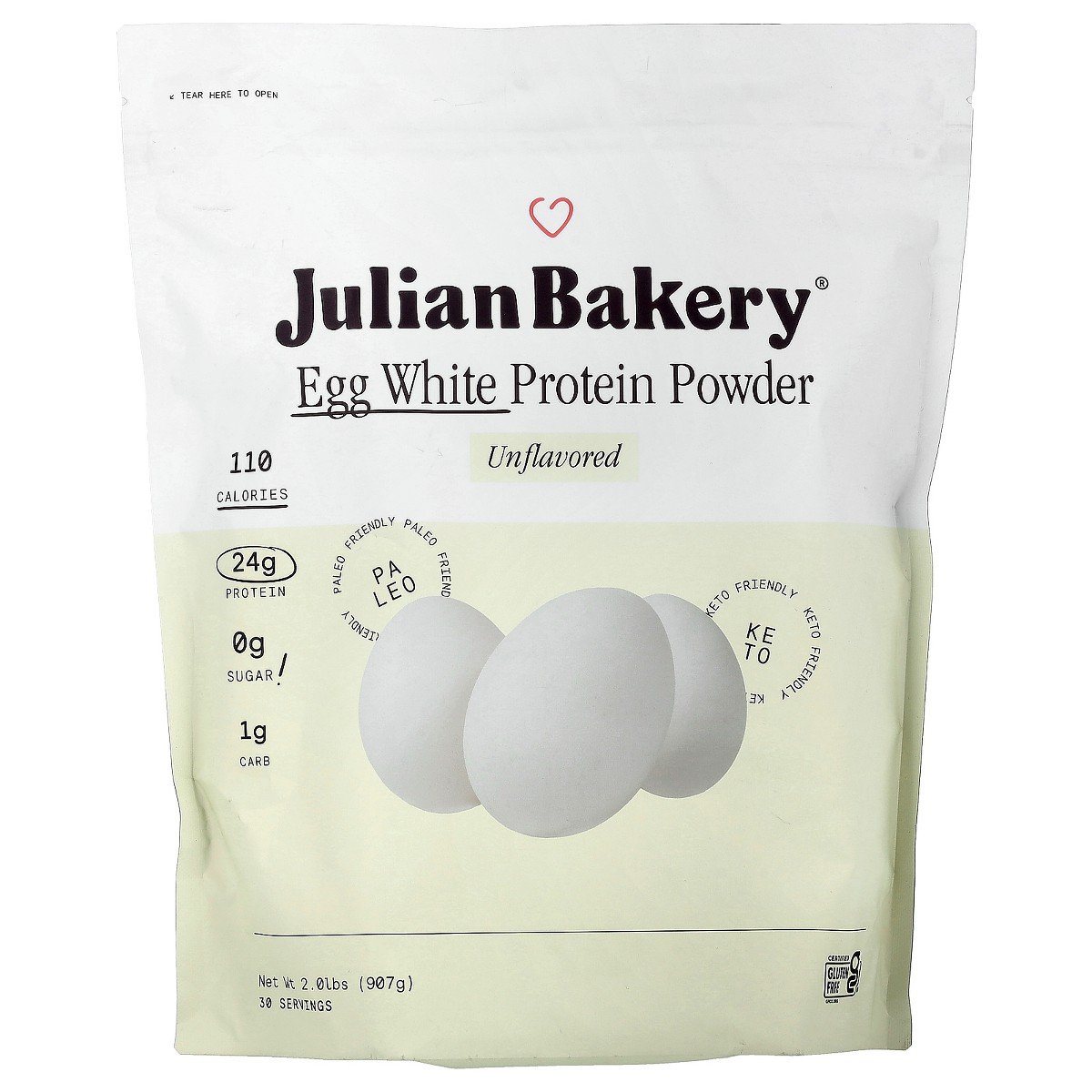 GUEST_f1959c37-13d1-4b6e-88eb-7f51d8b7ed4a.jpg Julian Bakery Egg White Protein Powder, Unflavored, 2.01 lbs (907 g) - Image 1