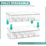 Sorbus 3 Pack Clear Stackable Plastic Sunglass Holder with Hinged Lid for Eyewear Display Includes 5 Sections - Image 4