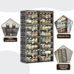BALHAM TRADE-40 Pairs Storage box Cabinet Fast Installation Plastic with Magnetic Clear Door Enclosed Black-2Row 10Tier 13.4"D x 19.7"W x 43.5"H - Image 5