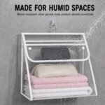 Alilang Clear Hanging Wall Storage Bag with Snap Flap Hook Bathroom Organizer - White - Image 2