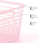 Curver 4 Pack 18.8L Aria Decorative Plastic Storage Organization Baskets, Pink - Image 3