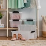 IRIS 13 Qt Stackable Plastic Storage Bins with Lids- Discreet- Pearl, 4Pk - Image 5