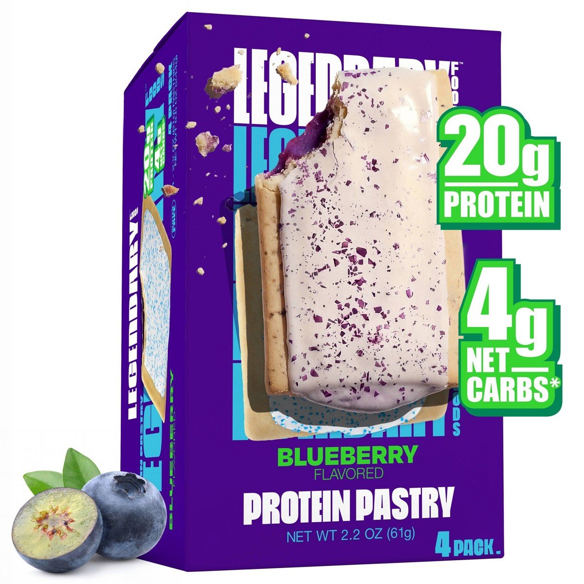 GUEST_f6954e19-aaf7-407e-b003-a66d1be37c8c.jpg Legendary Foods Gluten Free and Keto Friendly Protein Pastry - Blueberry - 8.6oz/4ct - Image 1