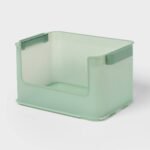 Click in Place 20.7qt Open Front Plastic Storage Bin for Home and Office Organization Green Tint - Brightroomâ„¢