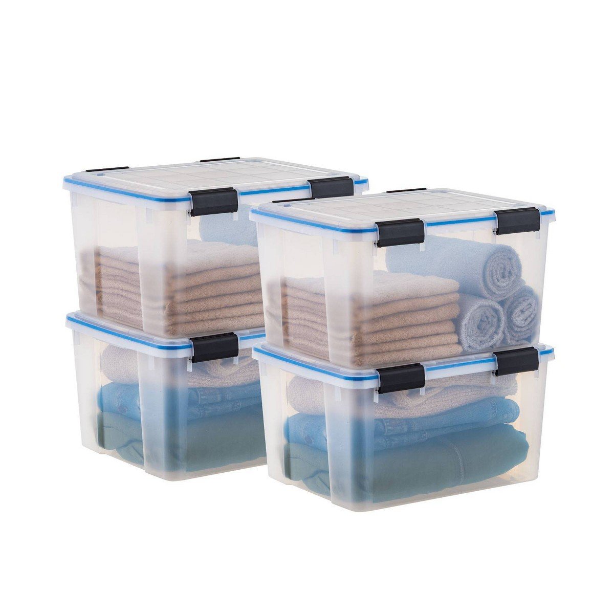 GUEST_f6e49360-05cf-4a8b-9e65-bd508b4b202b.jpg IRIS 4pk 44qt Plastic Storage Bins with Sealed Lids Clear Gasket Box Airtight Containers - Image 1