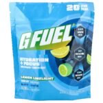 G FUEL Hydration + Focus, Electrolyte Drink Mix with Cognizin®, Lemon Limelight, 20 Stick Packs, 0.21 oz (6 g) Each