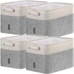 4pc Collapsible Fabric Storage Bin Cloth Baskets - HOMLUX: 15"x11"x9.5" with Handles