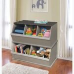 Badger Basket Woodgrain Two Bin Stackable Storage Cubby - Gray - Image 5