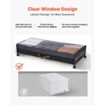 VEVOR Under Bed Storage with Wheels, 36.0 x 18.1 x 7.3 inch, Underbed Containers with Clear Lid,Rolling Under the Bed Storage Bins, 2 Pack,Black - Image 4