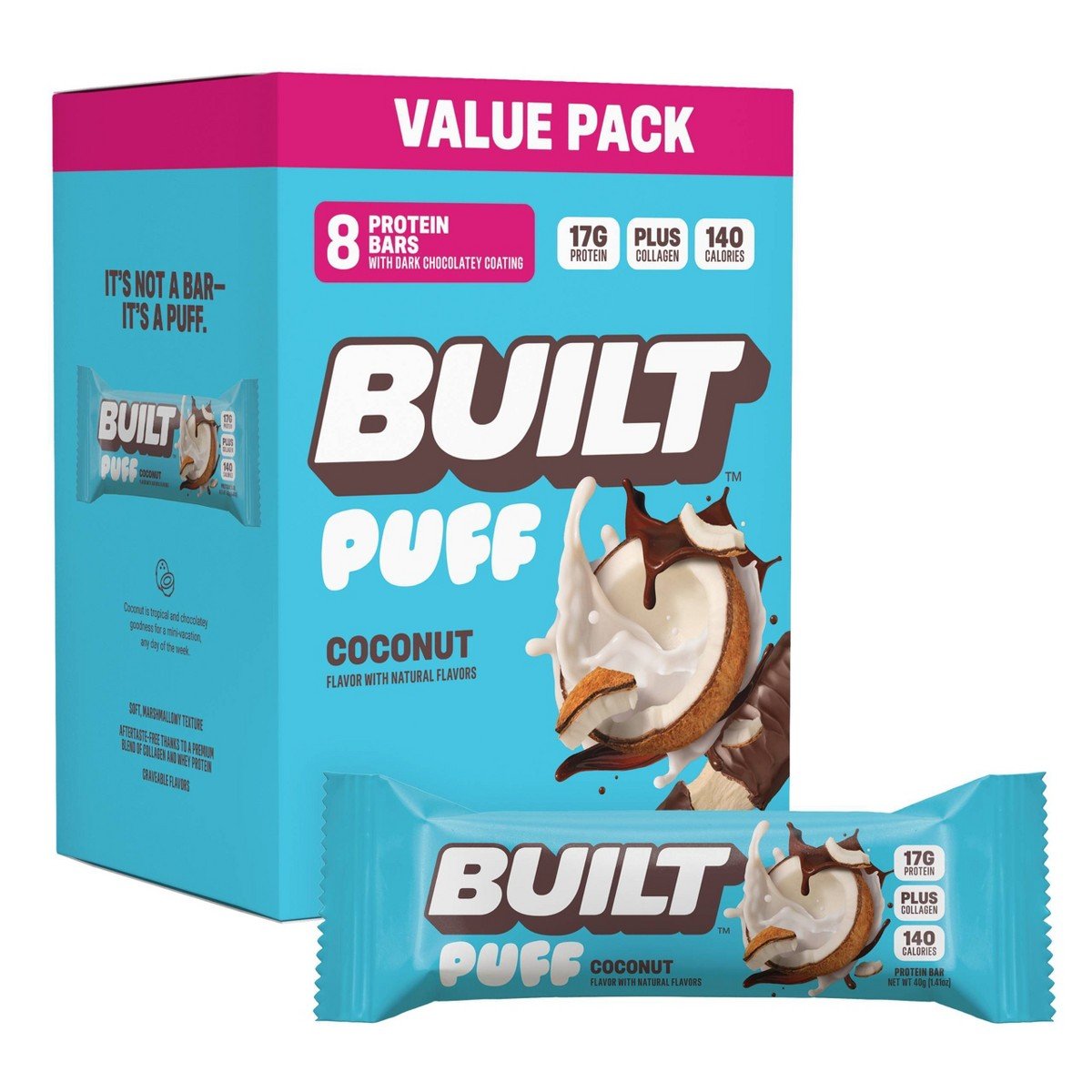 GUEST_f9afda5d-d8f6-42c7-b798-f9d531558e77.jpg Built Bar Puff Coconut Protein Bars - 17g Protein - 1.41oz/8ct - Image 1
