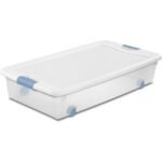 Sterilite 8-Pack Wheeled Latching Box, Plastic Under Bed Storage Bins with Lids, 56 Quart, Clear Stackable Organizer Containers for Home - Image 2