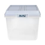 Hefty 72qt Clear Hi-Rise Storage bin with Stackable Lid Gray: Plastic Utility Tubs, Locking Handles, Snap Closure - Image 3