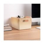 Isaac Jacobs 2pk 7"x8.11" Decorative Storage Ombre Bin Tan - Image 4