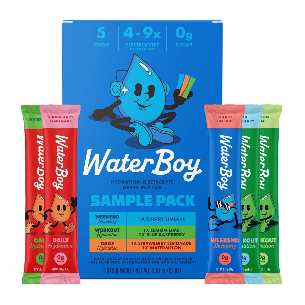 GUEST_fbcc6d44-871d-491c-994b-ee66d17495e3.jpg Waterboy Hydration Sports Drink Trial Pack - 0.91oz/5ct: Non-Caffeinated, Non-GMO, Vegan, Electrolyte Mix - Image 1
