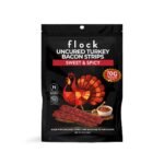Flock Foods Uncured Sweet & Spicy Turkey Bacon Strips - 10g Protein - 2oz