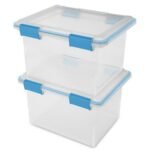 Sterilite Gasket Box, Stackable File Tote Storage Bin with Lid, 32 Quart, 4 Pack - Image 3