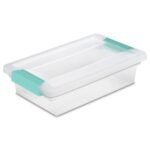 Sterilite Medium Clip Box, Stackable Small Storage Bin with Latching Lid, Plastic Container to Organize Office, Crafts, Clear Base and Lid, 8-Pack - Image 7