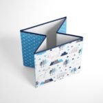 Bacati - Woodlands Aqua/Navy/Gray Boys Cotton Storage Box Small - Image 2