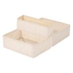 REGALWOVEN 3 Pieces Fabric Collapsible Storage Baskets Foldable Organizer for Clothes Socks Home Shelf Beige-No gaps
