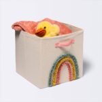 Tufted Canvas 13"x13" Storage Cube - Cloud Island™ Rainbow: Decorative Storage Bin, Canvas Material - Image 4