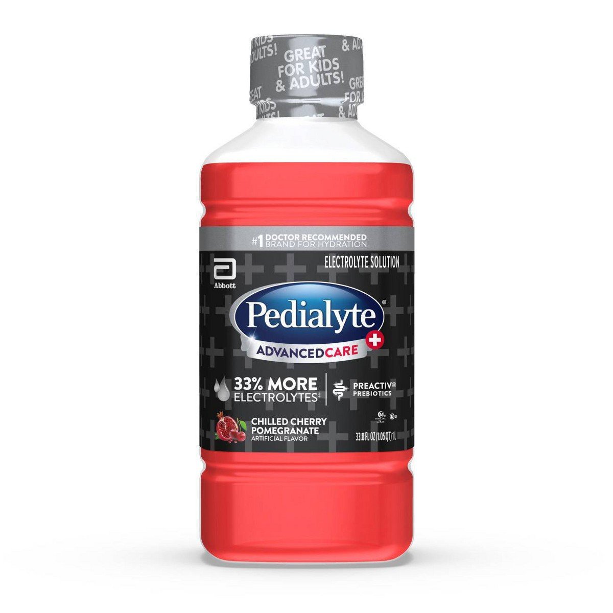 GUEST_ffe19284-0f33-43c3-8246-434cee759a53.jpg Pedialyte Advanced Care Plus Electrolyte Solution Hydration Drink - Chilled Cherry Pomegranate - 33.8 fl oz: Kosher, Halal, Non-Caffeinated - Image 1