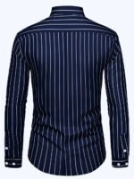 New Men'S Casual Shirt Fashion Striped Long Sleeve Male Business Dress Shirt - Image 3
