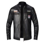 Leather Lop Bags Men'S Autumn Winter Slim Leather Jacket Fashion Custom Printed Motorcycle Coat Zipper Куртка Мужская Зимняя