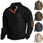Mens Casual Sweater Tops Loose Comfortable Buckle Stand Neck Long Sleeve Knitwear Hoodie plus Size Mens Band Knitting Pullovers - Image 3