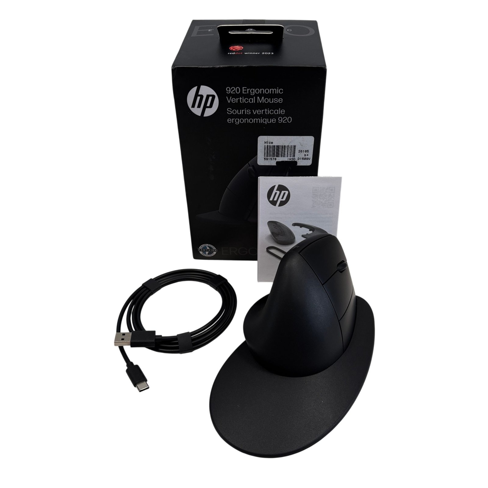 3dc82873-138d-48e1-a632-583a148a5e5e.jpg HP 920 TPA-D003M Black Ergonomic Vertical Wireless Mouse - Image 1