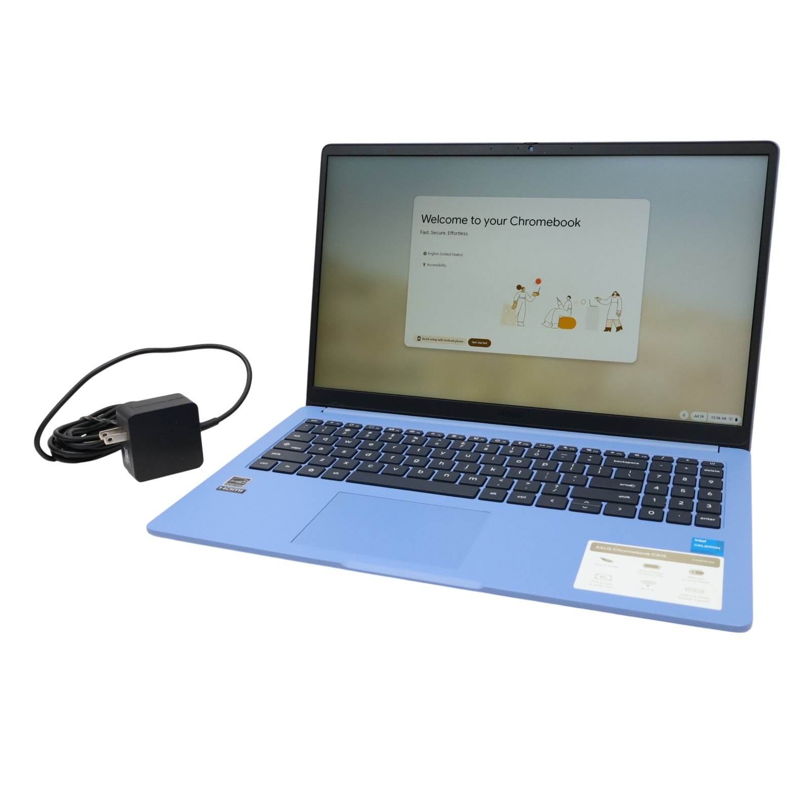 492881fe-a2a5-42d3-ae62-b0abe5b5081f.jpg ASUS Chromebook CX1505CKA Intel Celeron N4500 4GB RAM 128GB eMMC 15.6" - Blue - Image 1