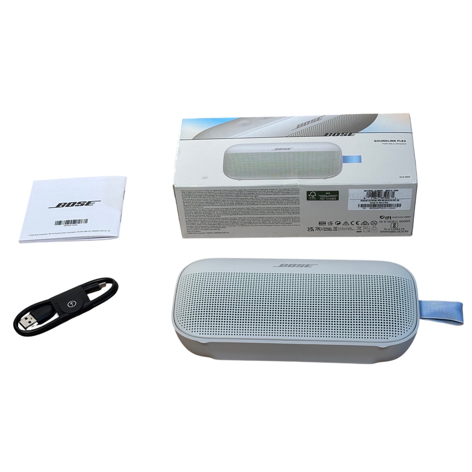 4f0ef7d8-0f41-4445-83fc-5cad277cc8b7.jpg Bose Soundlink Flex (2nd Gen) 887612-0800 White Portable Bluetooth Speaker 39A3 - Image 1