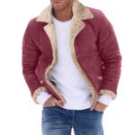 Men plus Size Winter Coat Lapel Long Sleeve Padded Leather Jacket Vintage Thicken Coat Sheepskin Winter Warm Fleece Jacket - Image 2