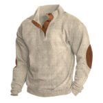 Mens Casual Sweater Tops Loose Comfortable Buckle Stand Neck Long Sleeve Knitwear Hoodie plus Size Mens Band Knitting Pullovers - Image 4