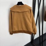 C90-2026 New Ladies Classic Luxury Single Breasted Large Lapel Long Sleeve Deerskin Velvet Jacket, Camel, SML - Image 2