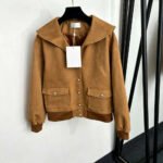 C90-2026 New Ladies Classic Luxury Single Breasted Large Lapel Long Sleeve Deerskin Velvet Jacket, Camel, SML - Image 4