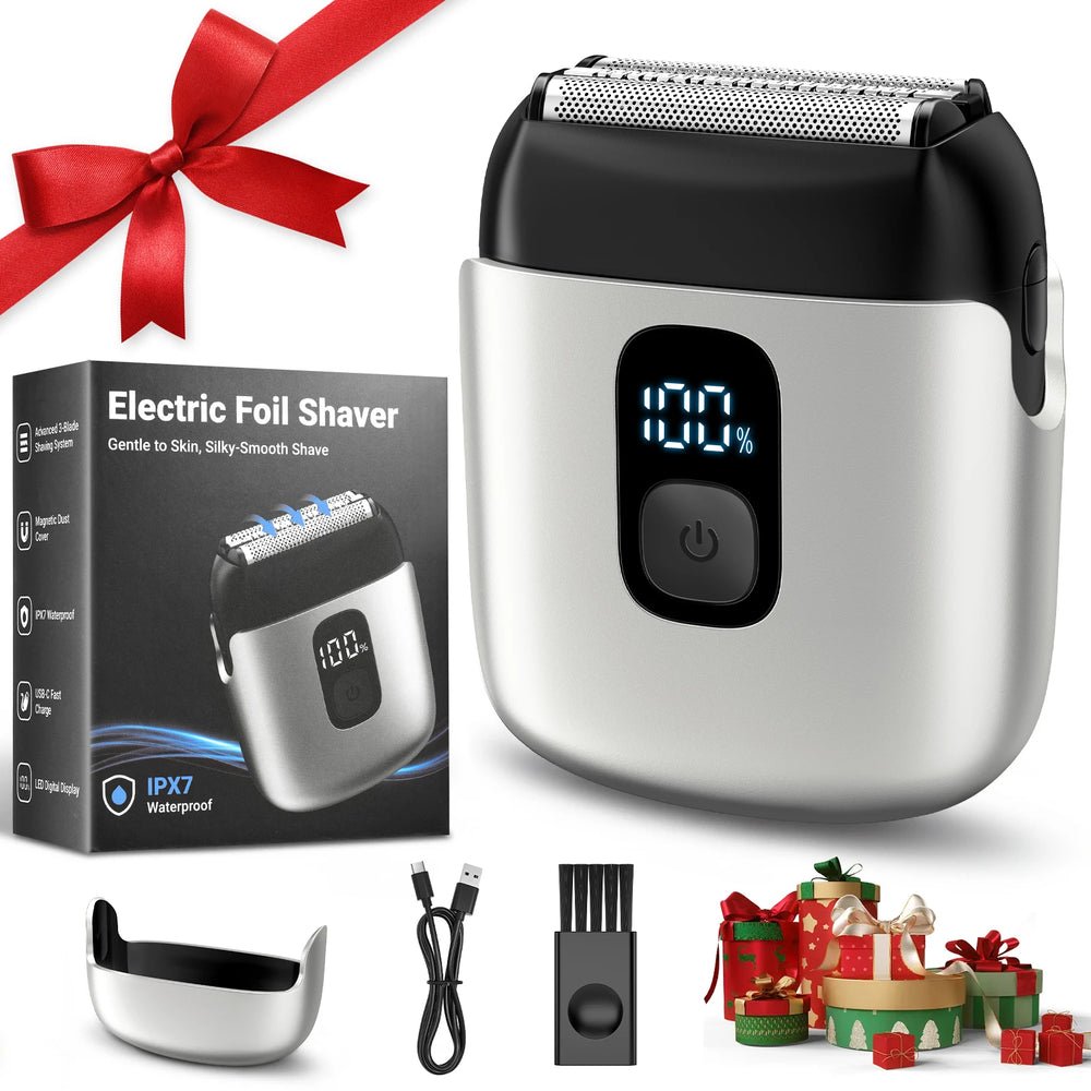 A5ceaeaa2e88e48968cd1c372042f043cY.jpg Mini Portable Men's Shaver Electric Foil Shaver IPX7 Waterproof Pocket Travel Beard Razor LED Power Display USB-C Rechargeable Wet Dry Shaving Machine For Male - Image 1