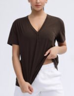 THE GYM PEOPLE Women's Loose Fit Workout T-Shirts V Neck Short Sleeve Running Yoga Lounge Tee Tops - Image 4