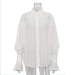 Office Lady Elegant White Casual Loose Blouses Fashion New Long Sleeve Women Shirt Turndown Collar Tops - Image 5