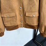 C90-2026 New Ladies Classic Luxury Single Breasted Large Lapel Long Sleeve Deerskin Velvet Jacket, Camel, SML - Image 6