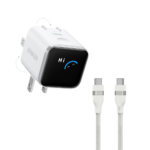 Anker Nano Charger (45W, Smart Display, 180° Foldable) and USB-C to USB-C Cable