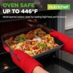 NutriChef 10 Piece Kitchen Oven Baking Pans - Black with Red Silicone - Image 2