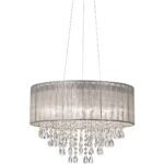 Possini Euro Design Jolie Chrome Chandelier 20" Wide Crystal Silver Fabric Shade 7-Light