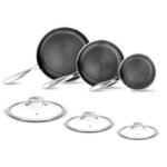 NutriChef Nonstick Tri Ply Copper Kitchen Cookware Pan Set, 6 Piece